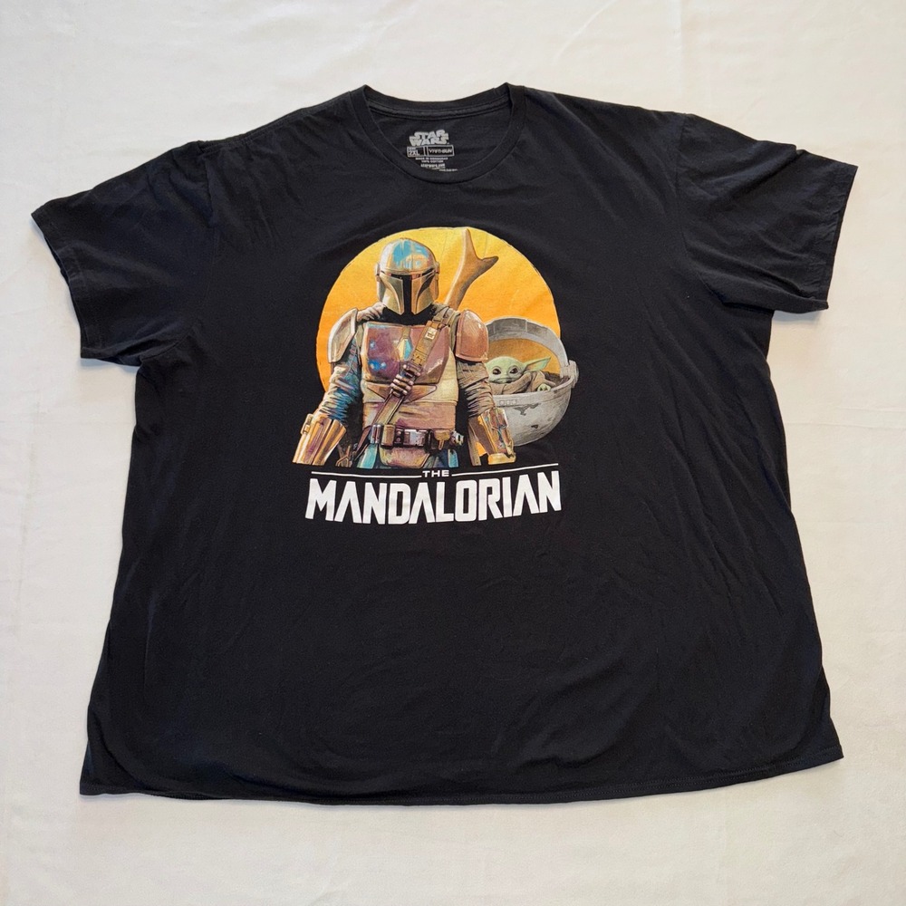 Star Wars The Mandalorian T Shirt‎ Mens 2XL Black Grogu Baby Yoda Tee